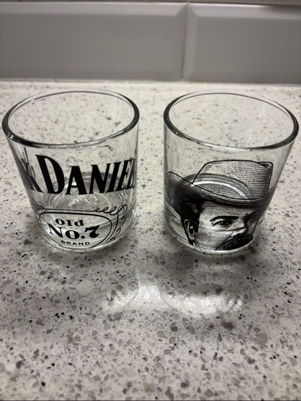 Jack Daniels Black & Clear Branded Medium Sized Glasses with Graphic Portrait